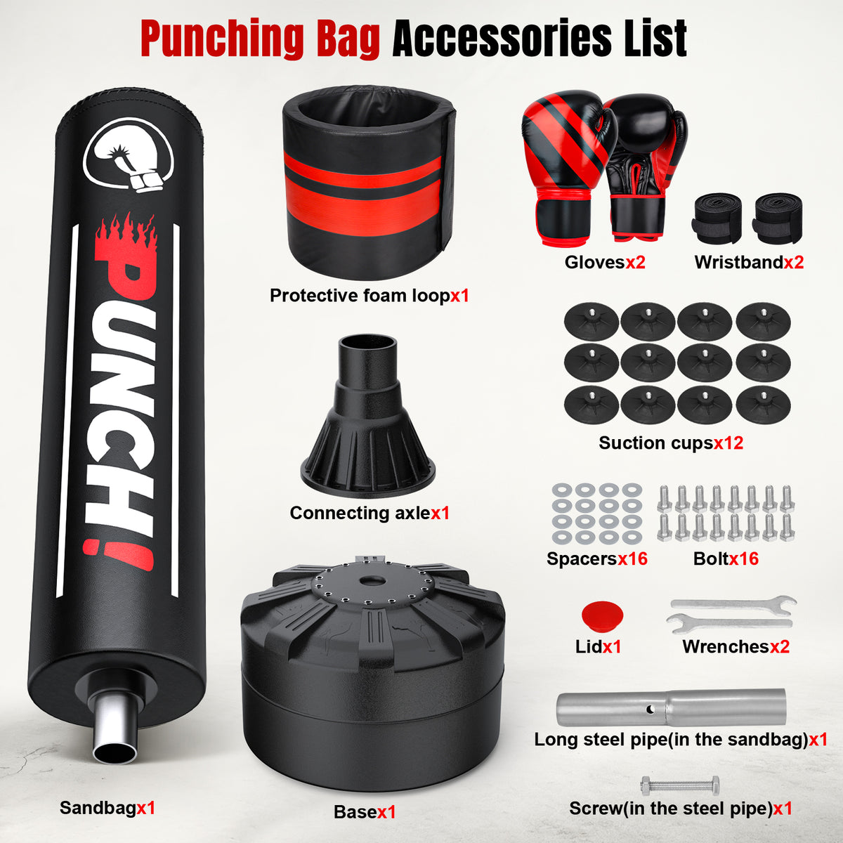GIKPAL Indoor Freestanding Punching Bag for Adult Teens,70" -180lbs Heavy Duty Fitness Training Bag with Suction Cup Base for MMA Muay Thai Fitness