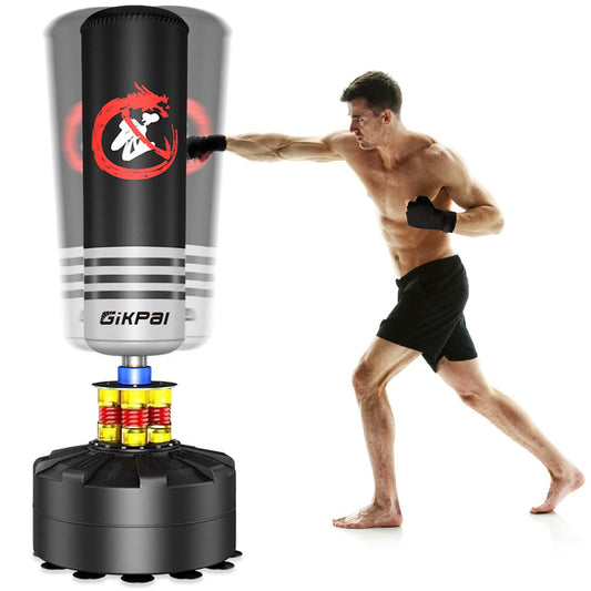 GIKPAL Freestanding Punching Bag, 70'' - 182lbs Heavy Boxing Bag with Stand for Adult Teens Kids Kickboxing Bag with 12 Suction Cup Base for Home Office Gym