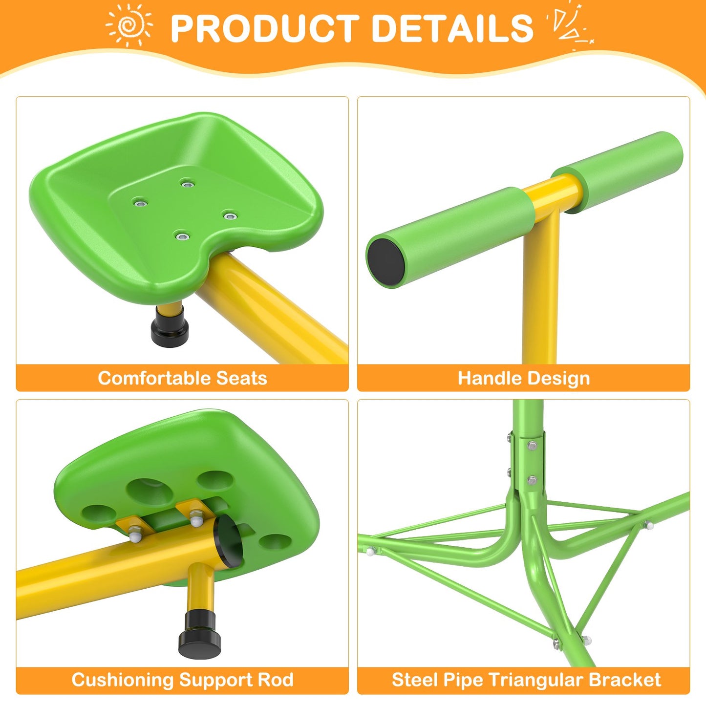 GIKPAL Outdoor Kids Spinning Seesaw Sit and Spin Teeter Totter Playground Equipment Swivel for Backyard