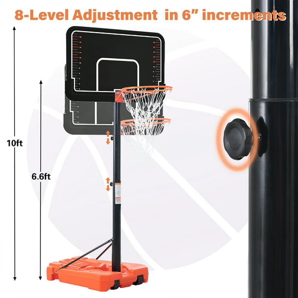 Portable Basketball Hoop & Goal with Vertical Jump Measurement, Outdoor Basketball System with 6.6-10ft Height Adjustment for Youth, Adults