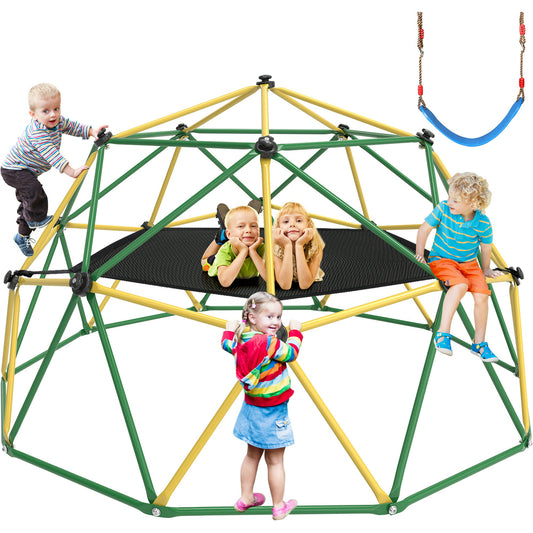 GIKPAL Climber with Canopy, 10 Feet Climbing Dome for Kids Outdoor Play Center, Supporting 1000 lbs Rugged and Interesting Jungle Gym, Blue and Green