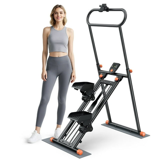 GIKPAL Folding Stair Stepper Machine for Home Gym,Vertical Climber for Full Body Workout with Adjustable Handlebar & Pedals, Extended Step Range Design,Black