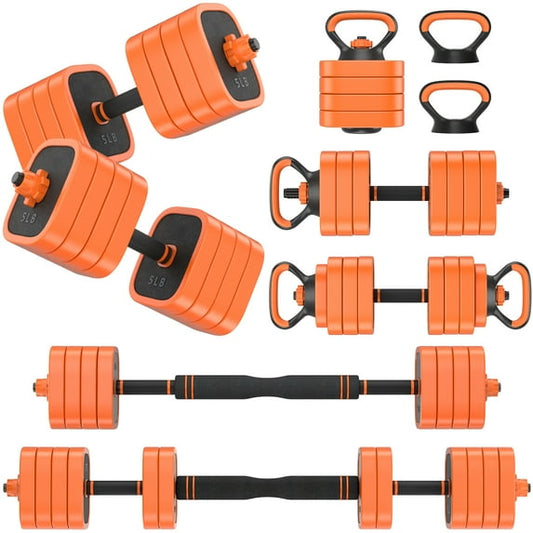 GIKPAL 85lbs Adjustable Dumbbells Set, 4 in 1 Free Weights Dumbbells Set with Connector Used as Dumbbell, Barbell, Push up Stand, Kettlebells for Home Gym Exercises