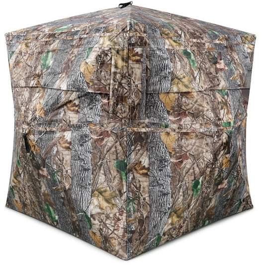 GIKPAL Portable 360-Degree See Through Hunting Blind for 2-3 People with Tie-Downs and Carrying Bag, Ideal for Deer, Duck, and Turkey Hunting