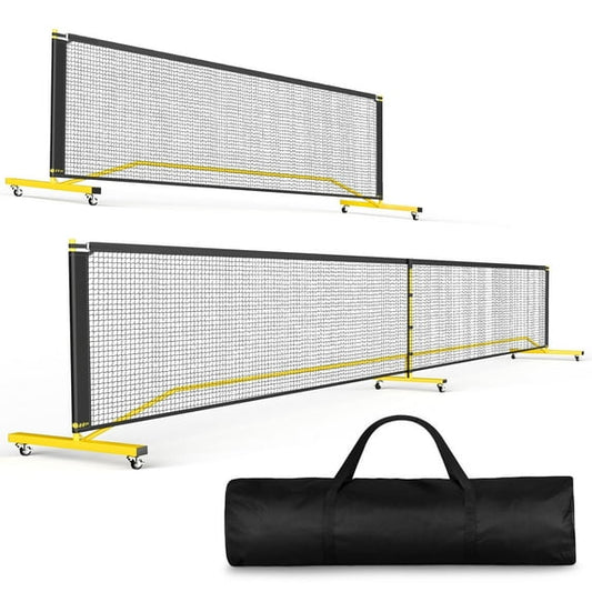 GIKPAL Portable Pickleball Net with Wheels, 22 FT & Half Court 11 FT Pickle Ball Net System with Carrying Bag for Driveway Backyard