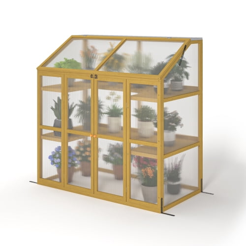 Wooden Greenhouse Polycarbonate Garden Shed for Plants,Wooden Garden Greenhouse,Greenhouse Wooden Cold Frame Greenhouse,Keep Plant Warm Enough