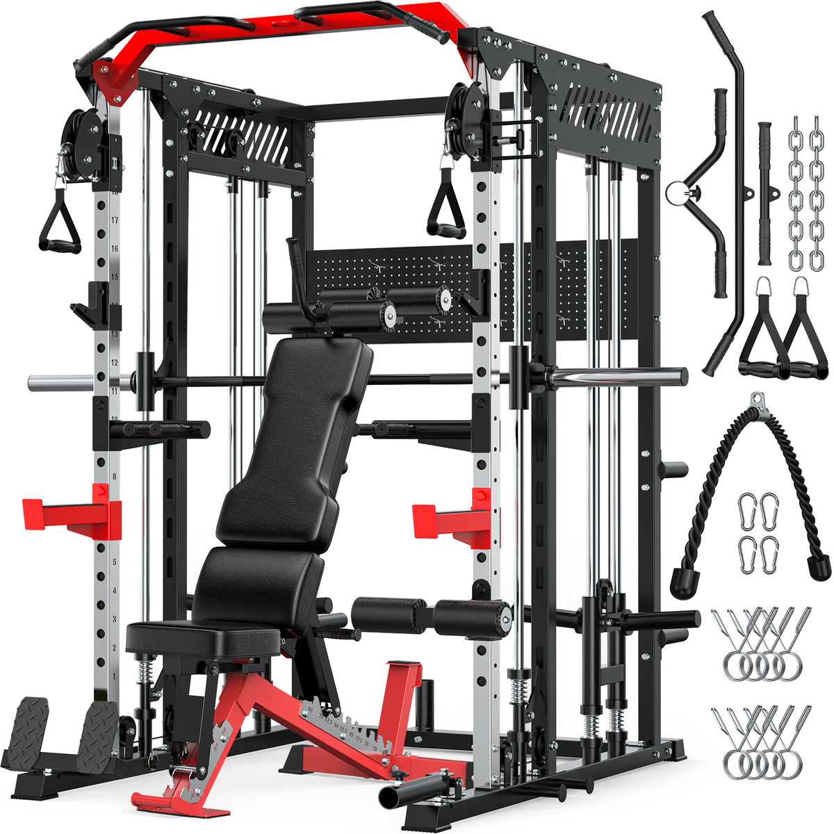 GIKPAL Smith Machine Home Gym,2300LBS Heavy Duty Power Rack Cage with Heavy-duty Weight Bench Workout Bench