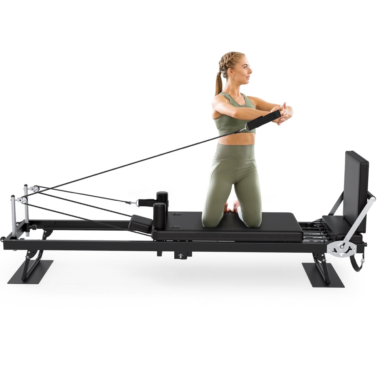 GIKPAL 92" Foldable Pilates Reformer Machine for Home Gym,Balanced Body Pilates Exercise Equipment with Jump Board