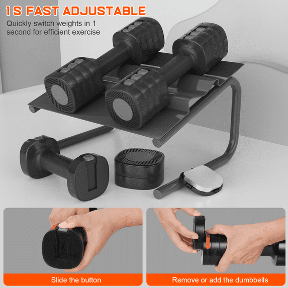 GIKPAL 5lbs*2 Adjustable Dumbbells Set, 4-in-1 Free Weights for Women, Each 2lb 3lb 4lb 5lb Hand Weights for Home Gym, Black