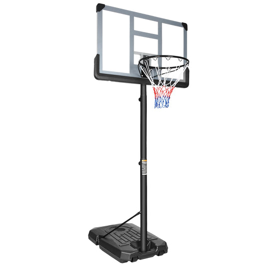 44 Inch Portable Basketball Hoop & Goal with Vertical Jump Measurement, Outdoor Basketball System with 6.6-10ft Height Adjustment for Youth, Adults