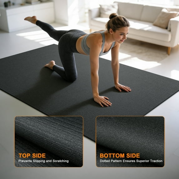 GIKPAL 7*5FT Large Exercise Mat, High-Density Non-Slip Workout Mat for Home Gym, Yoga, Pilates & Floor Fitness, Black