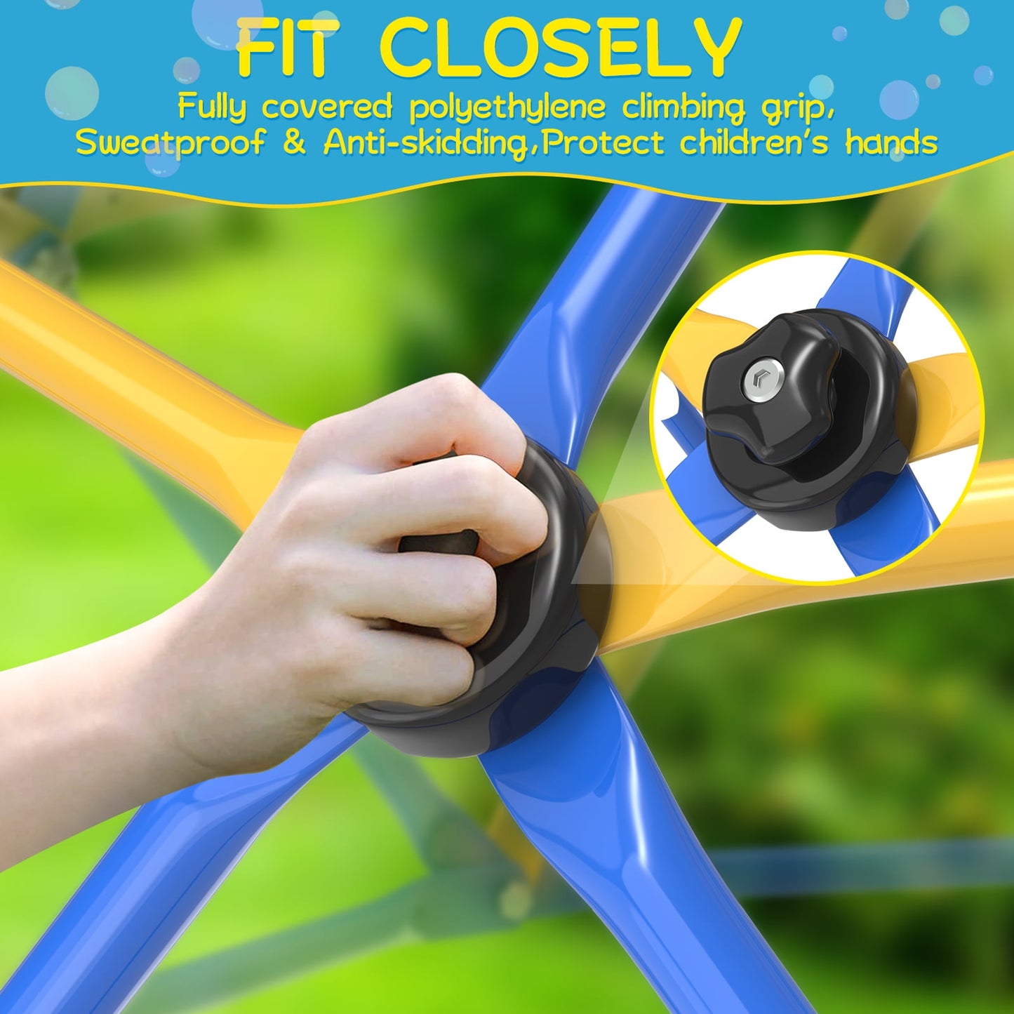 GIKPAL 6FT Dome Climber, Jungle Gym for Kids 3-5 Year Outdoor Play Center, Supporting 600 lbs Rugged and Interesting Climbing Dome, Yellow and Blue