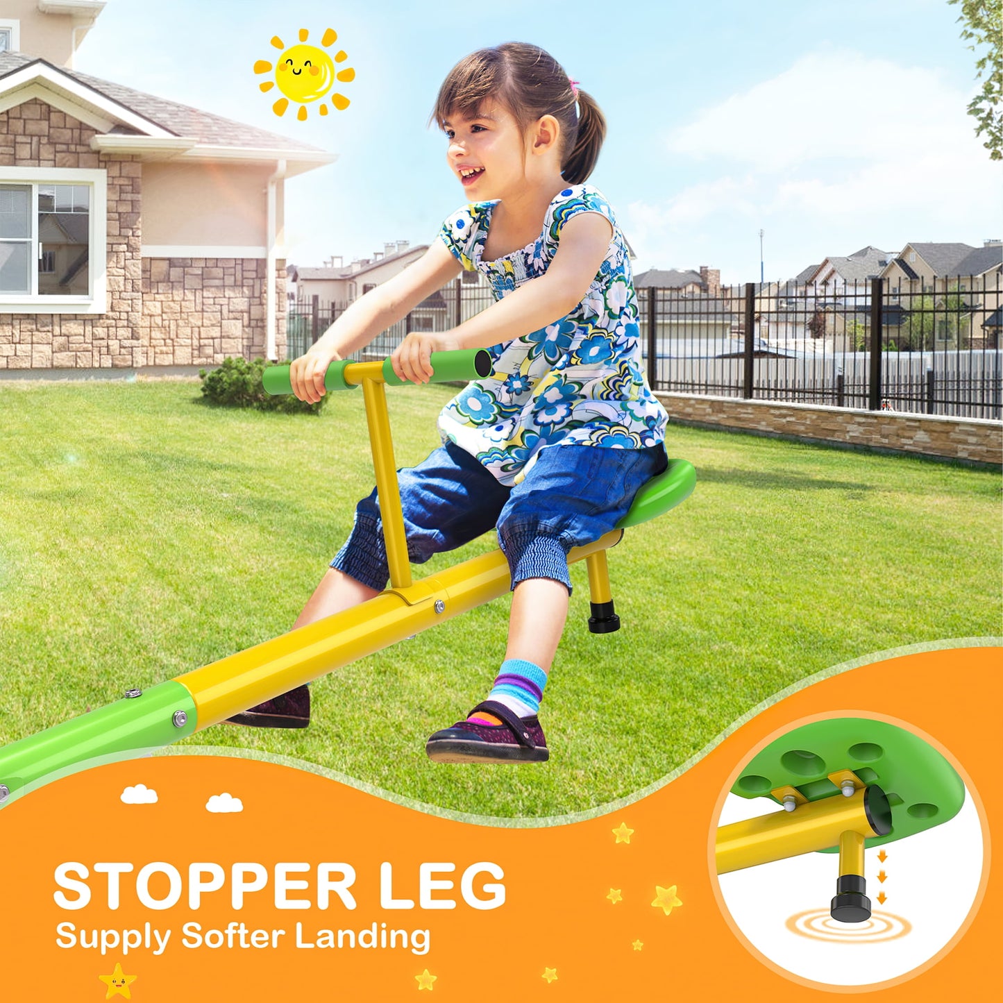 GIKPAL Kids Seesaw, Spinning Teeter Totter, 360 Degrees Rotating Kids Outdoor Playground Equipment for 3-6 Years Old Kids, Toddlers, Boys, Children