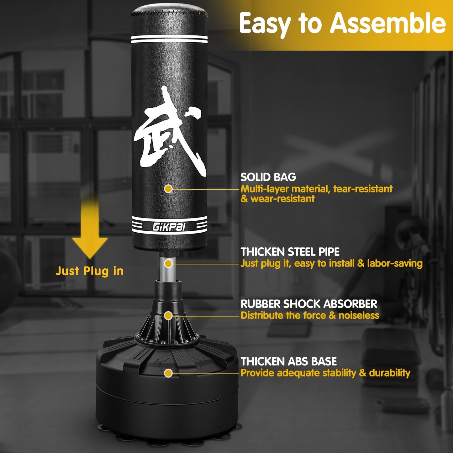 GIKPAL Freestanding Punching Bag 67'' -182lbs Heavy Boxing Bag Free Stand Kickboxing Bag with Boxing Gloves for Adults Youth Men