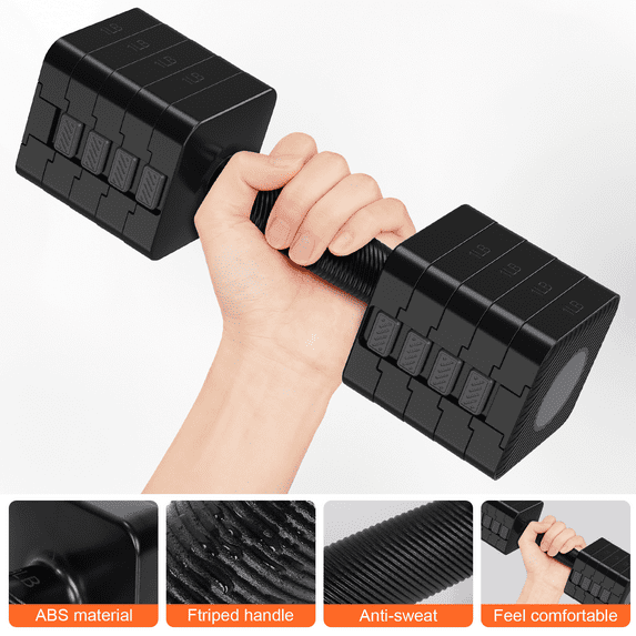 GIKPAL 10lbs*2 Adjustable Dumbbells Set, 4-in-1 Free Weights for Women, Each 3lb 5lb 7lb 9lb 11lb Hand Weights for Home Gym, Black