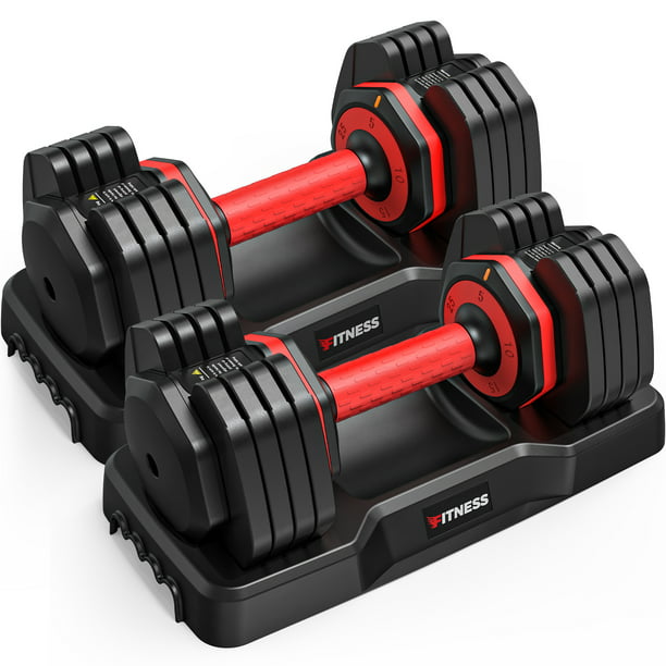 GIKPAL Adjustable Dumbbells Set 5 in 1, 25lb dumbells set of 2 Adjustable Free Weights Plates and Rack - Hand Weights for Women and Men - Adjust Weight for Home Gym Full Body Workout Fitness