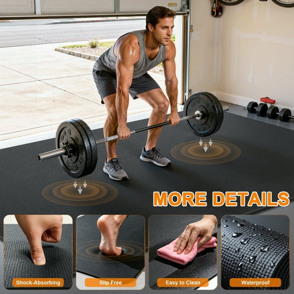 GIKPAL 7*5FT Large Exercise Mat, High-Density Non-Slip Workout Mat for Home Gym, Yoga, Pilates & Floor Fitness, Black