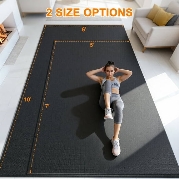 GIKPAL 7*5FT Large Exercise Mat, High-Density Non-Slip Workout Mat for Home Gym, Yoga, Pilates & Floor Fitness, Black