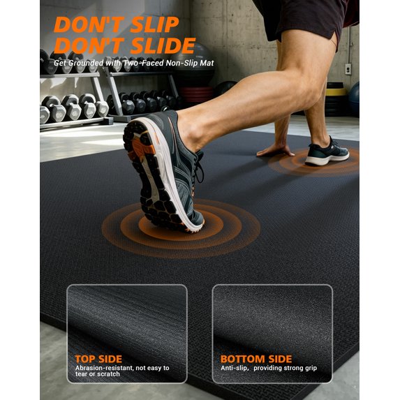 GIKPAL 12*6FT Large Exercise Mat, High-Density Non-Slip Workout Mat for Home Gym, Yoga, Pilates & Floor Fitness, Black