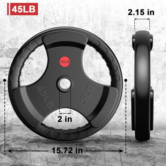 GIKPAL 260lbs Weight Plates 2 Inch Rubber Coated Olympic Weight Plate for Strength Training & Weightlifting in Home Gym, Solid Cast Iron Bumper Plates for Barbell