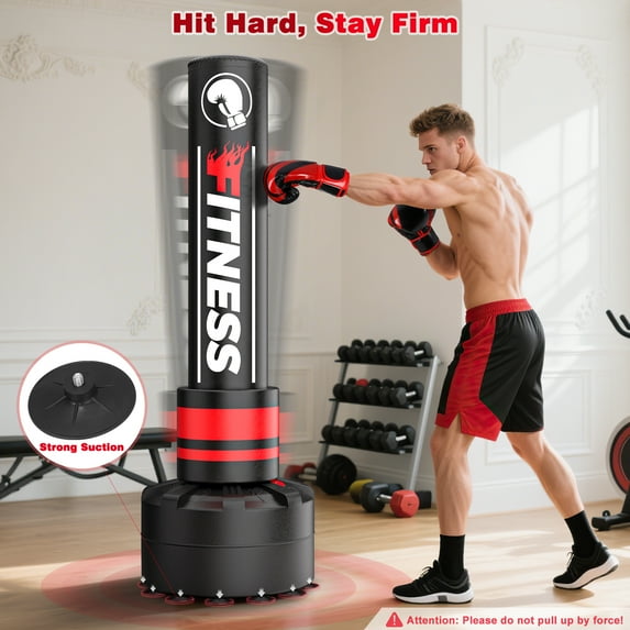 GIKPAL Indoor Freestanding Punching Bag for Adult Teens,70" -180lbs Heavy Duty Fitness Training Bag with Suction Cup Base for MMA Muay Thai Fitness