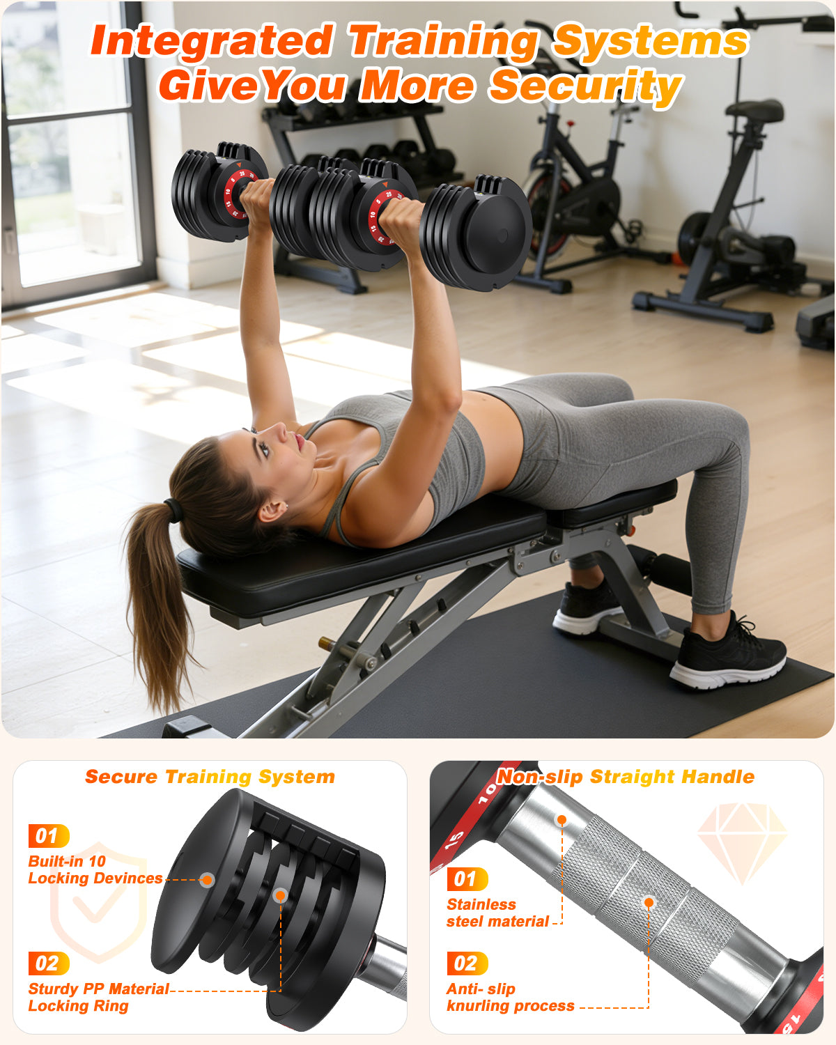GIKPAL 50lbs(25lb*2) Adjustable Dumbbells,Quick Select 5-25lbs set of 2 Adjustable Free Weights Plates with Rack for Women and Men for Home Gym Full Body Workout Fitness