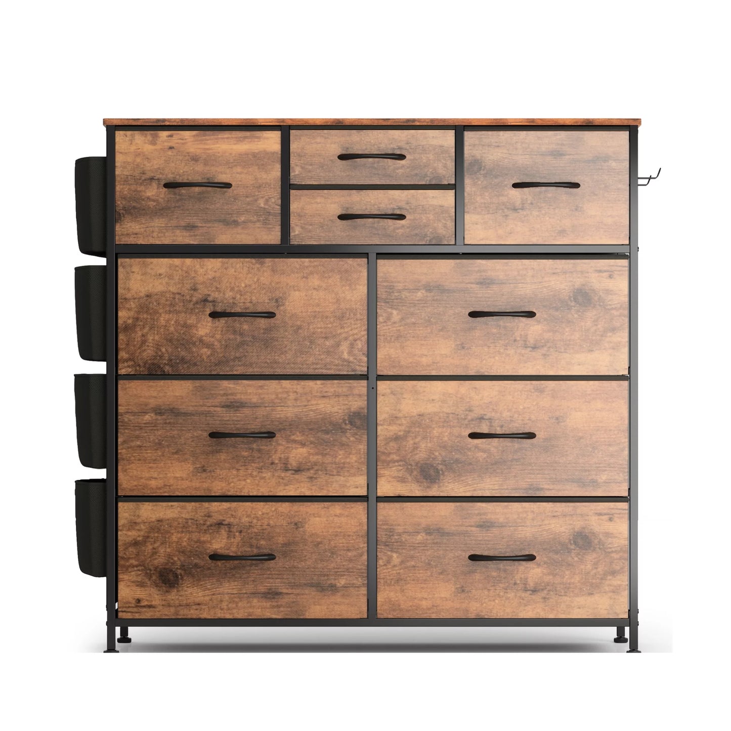 Renfox 10 Drawer Dresser, Chest of Drawers for Bedroom with Side Pockets