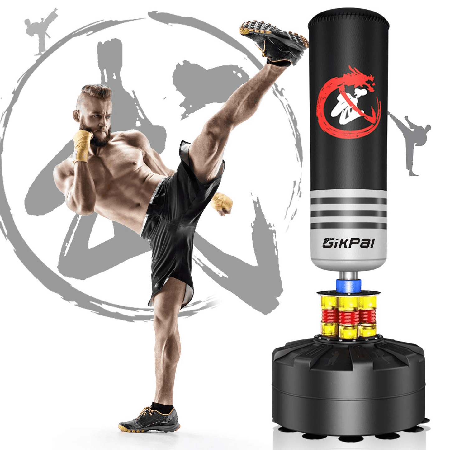 GIKPAL Freestanding Punching Bag 70 In./180 Lbs.Heavy Boxing Bag with Suction Cup Base for Adult Youth Kids-Black