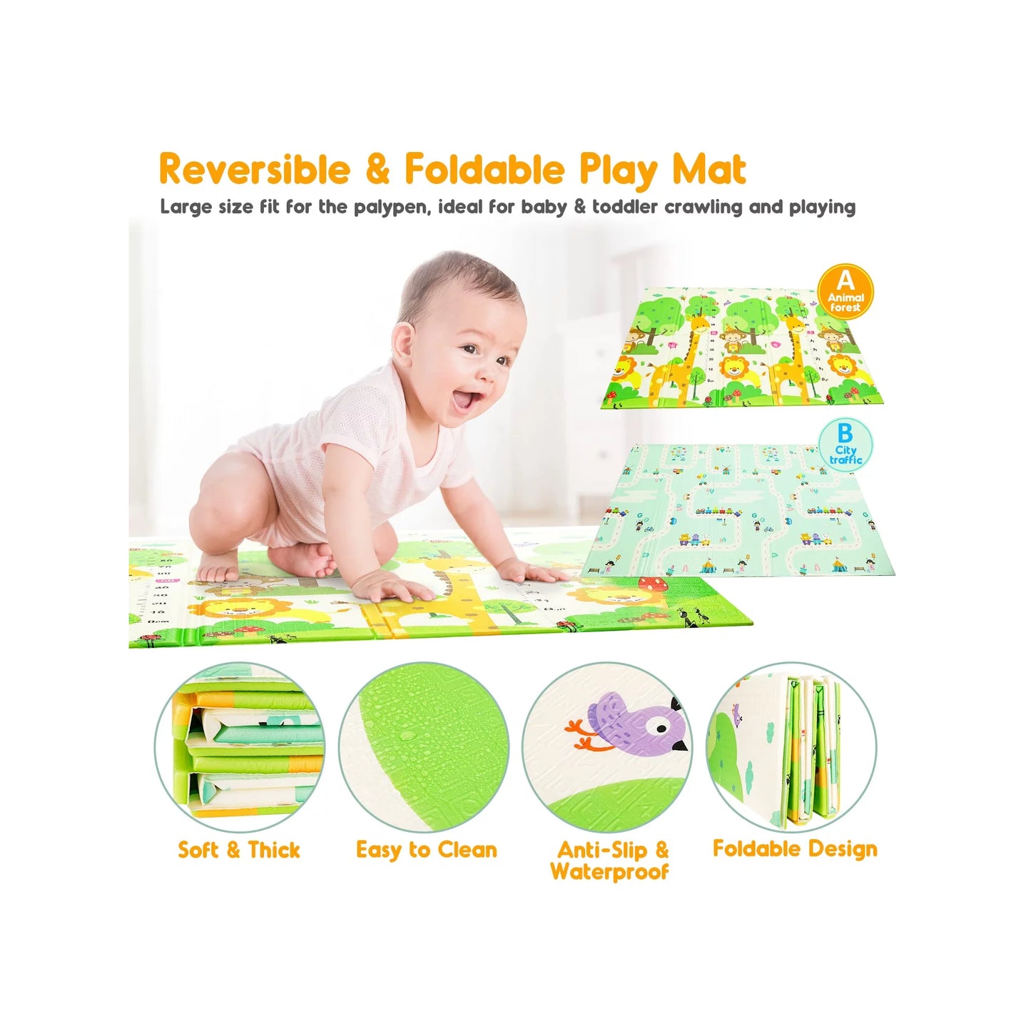 Renfox 79x59Inch Extra Large Kid Baby Playpen Baby Playard